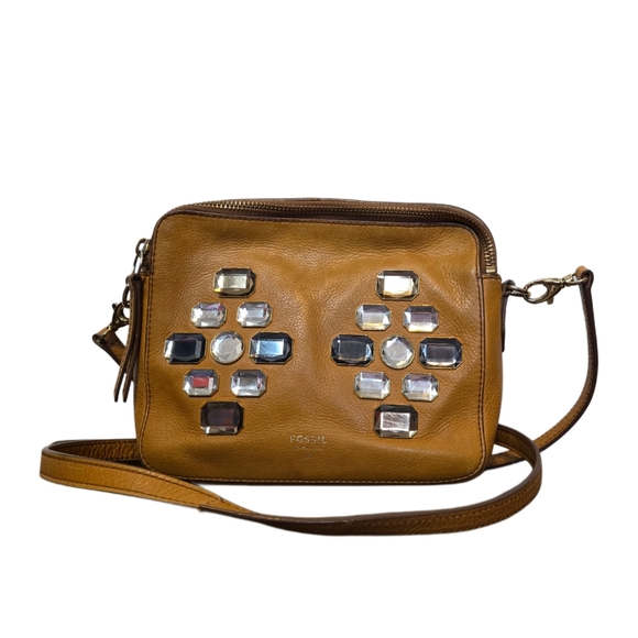 Fossil Handbags - Fossil Pebble Leather Embellished Crossbody Bag Boho Western Y2K Festival